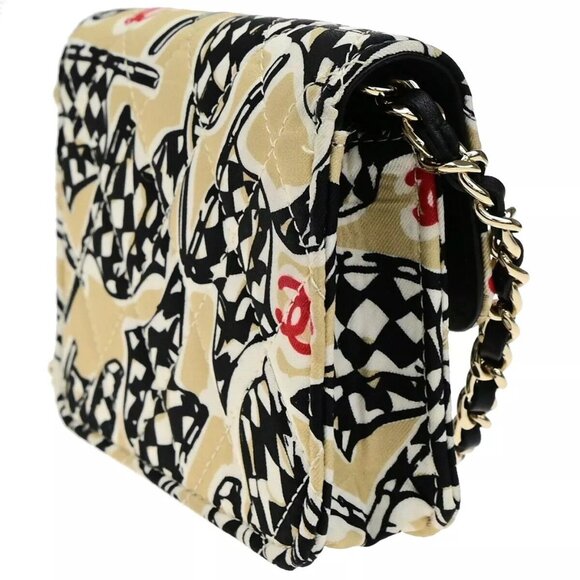 CHANEL CC Checkered Flag Year-End Gift Chain Mini Shoulder Bag Canvas 685RL020 - Picture 16 of 16